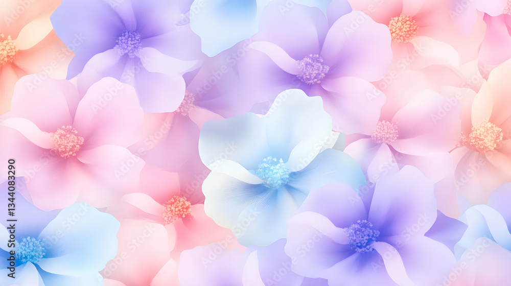 Soft pastel floral pattern for serene designs. Soft pastel floral pattern for serene designs.