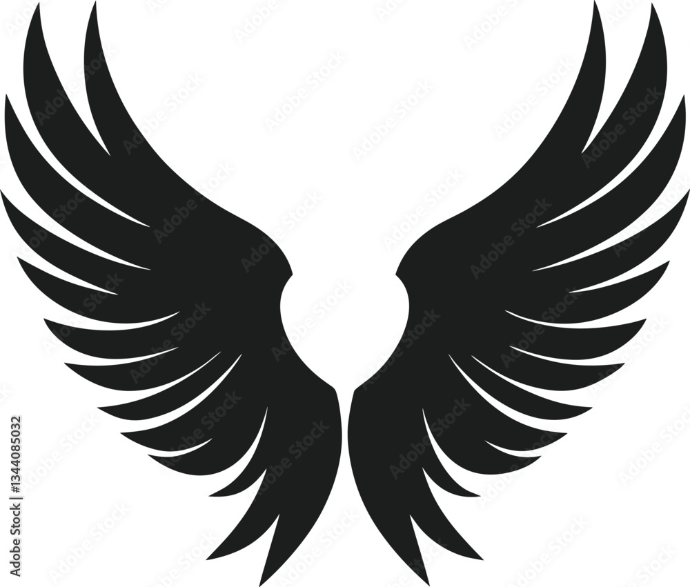 Obraz premium Angel Wings Silhouette – Elegant Vector Illustration