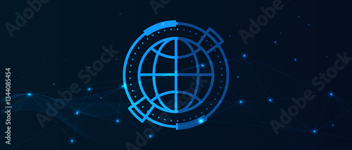 Global Network Communication Abstract World Globe with Circular Data Connections