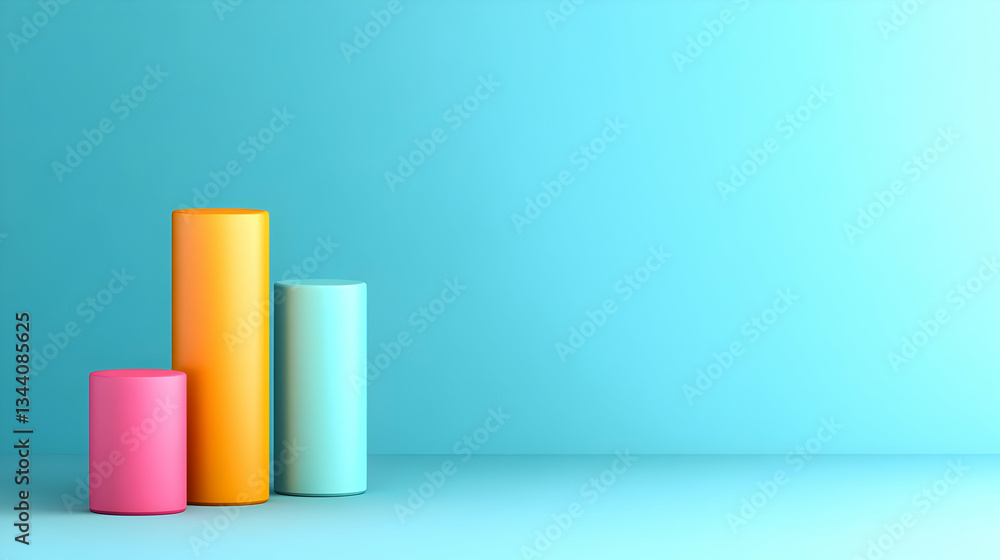 Colorful cylindrical graphs on a blue background. Colorful cylindrical graphs on a blue background.