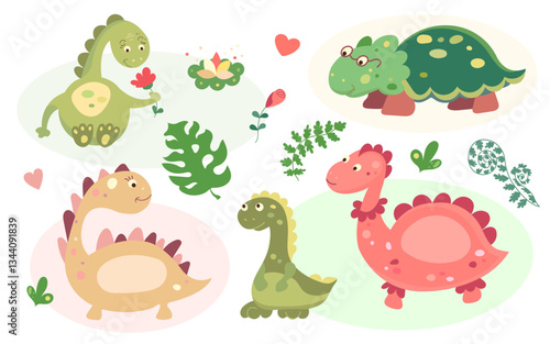 Dinosaurs, characters inhabitants of the ancient world, fantastic animals