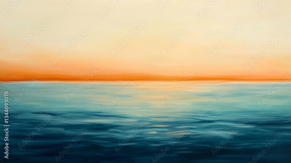 Obraz premium The stillness of the ocean embodied in an abstract orange-to-aquamarine gradient, evoking depth and clarity