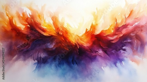 Pentecost Festival Celebration of Faith and Holy Spirit in Watercolor Style