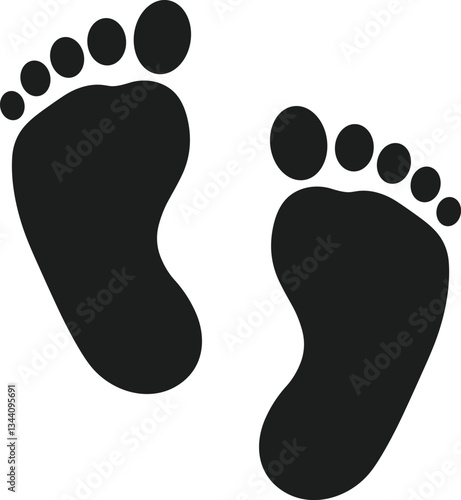Baby Footprints Silhouette Vector Illustration for Creative Designs