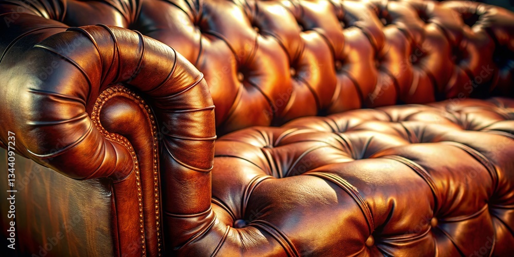 Obraz premium Luxurious Brown Leather Upholstery Texture Background - High-Resolution Stock Photo