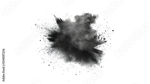 A black cloud of smoke is floating in the air