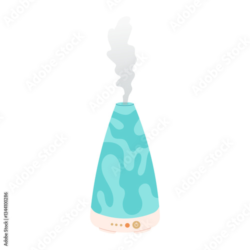 Humidifier. Electric aroma diffuser. Healthy lifestyle, self care. Flat illustration on white background.