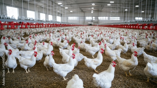 Wallpaper Mural Large-scale poultry farm with automated feeding and processing equipment Torontodigital.ca