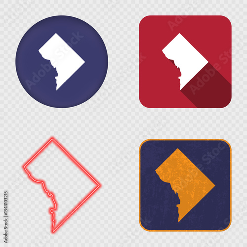 Washington DC Map Icons Collection
