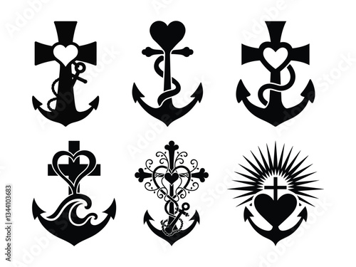  Faith Hope Love Anchor Cross Religious Symbol Vector  