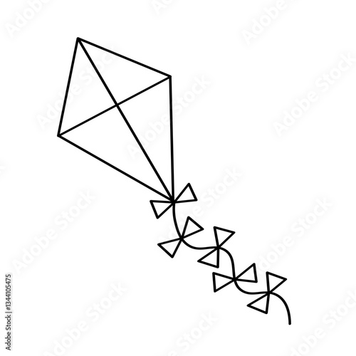 A simple hand-drawn kite sketch with clean outlines, perfect for a spring breeze theme.