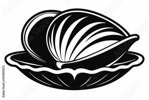 clam line art silhouette vector illustration