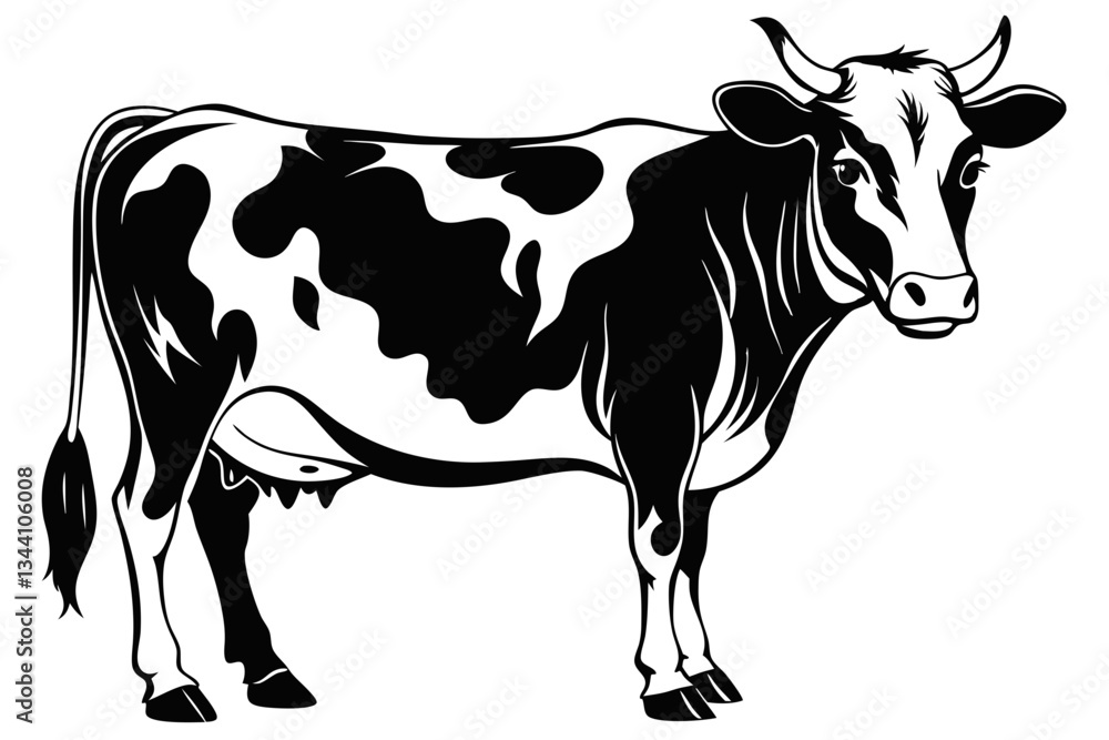 Fototapeta premium cow line art silhouette vector illustration