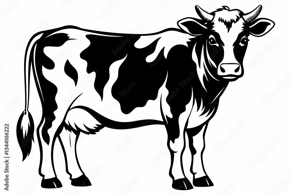 Fototapeta premium cow line art silhouette vector illustration