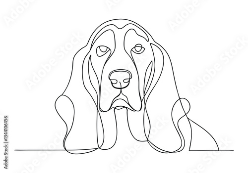 Continuous One Line Basset Hound | Minimalist Dog Breed Vector Illustration