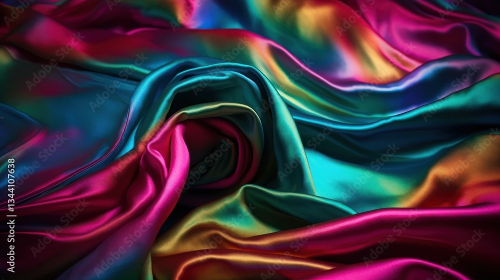 Fototapeta premium Holographic Abstract 3D Background with Vibrant Colors and Fluid Wave Design