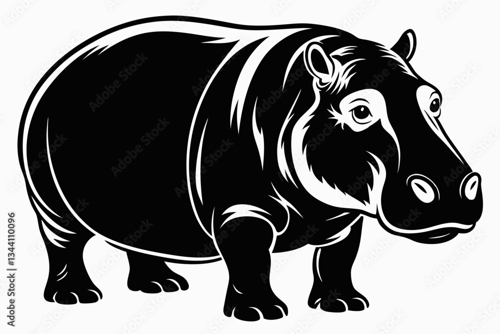 Fototapeta premium hippopotamus line art silhouette vector illustration