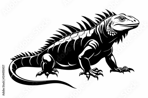 iguana line art silhouette vector illustration