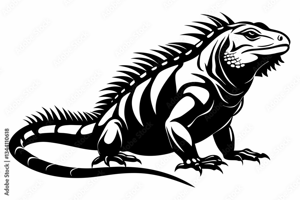 Fototapeta premium iguana line art silhouette vector illustration