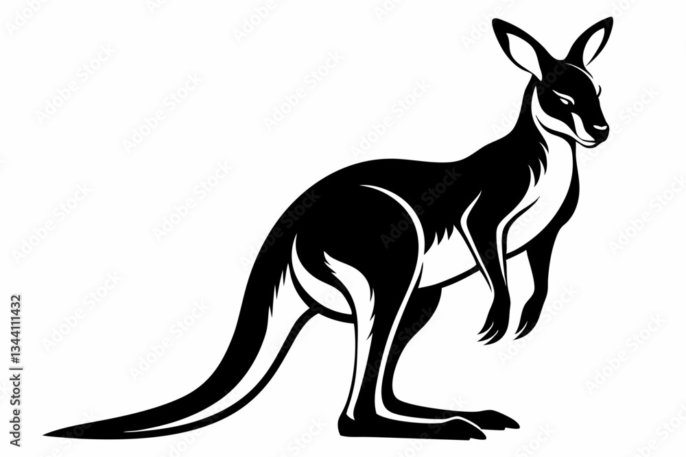 kangaroo line art silhouette vector illustration kangaroo line art silhouette vector illustration