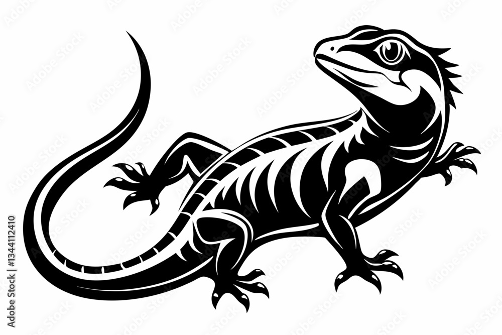 Fototapeta premium lizard line art silhouette vector illustration