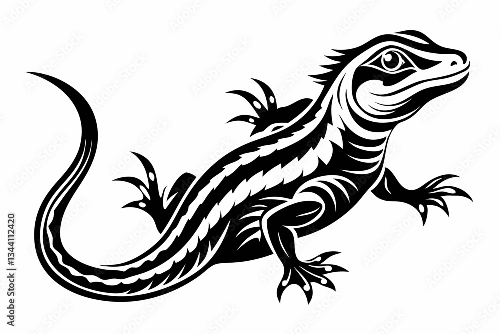 Fototapeta premium lizard line art silhouette vector illustration