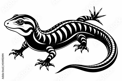lizard line art silhouette vector illustration