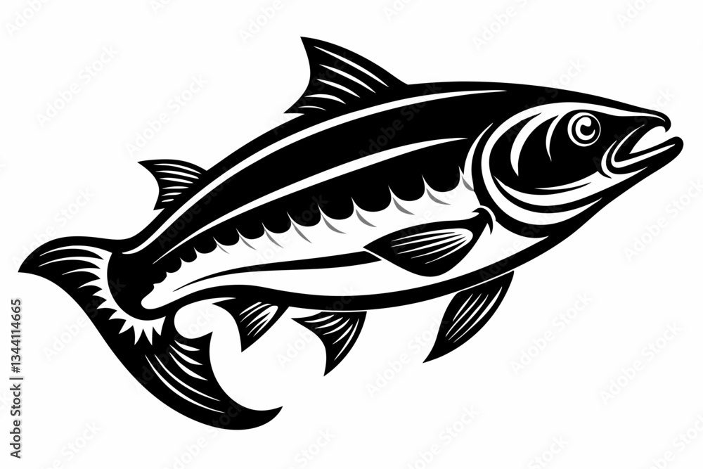 salmon fish line art silhouette vector illustration salmon fish line art silhouette vector illustration