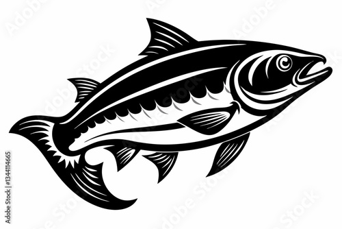 salmon fish line art silhouette vector illustration