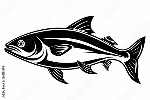 salmon fish line art silhouette vector illustration