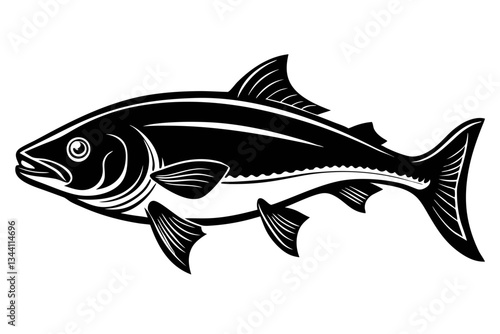 salmon fish line art silhouette vector illustration