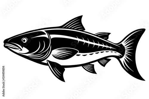 salmon fish line art silhouette vector illustration