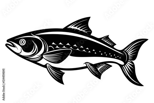 salmon fish line art silhouette vector illustration
