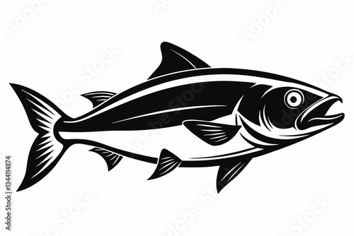 salmon fish line art silhouette vector illustration