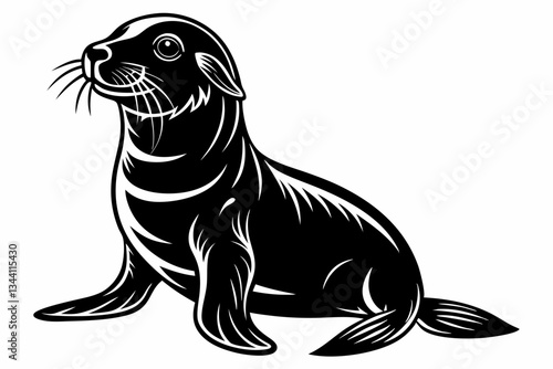 sea lion line art silhouette vector illustration