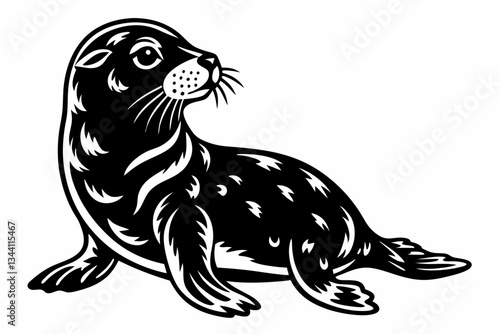 sea lion line art silhouette vector illustration