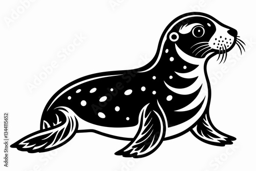 sea lion line art silhouette vector illustration