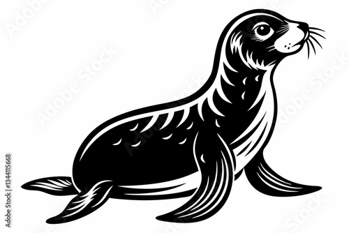 sea lion line art silhouette vector illustration