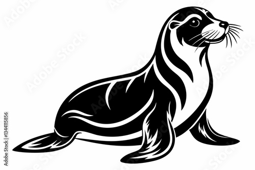 sea lion line art silhouette vector illustration
