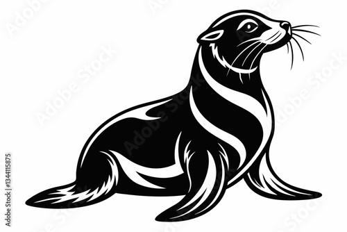 sea lion line art silhouette vector illustration