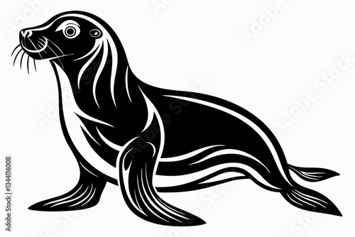 sea lion line art silhouette vector illustration