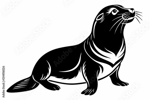 sea lion line art silhouette vector illustration