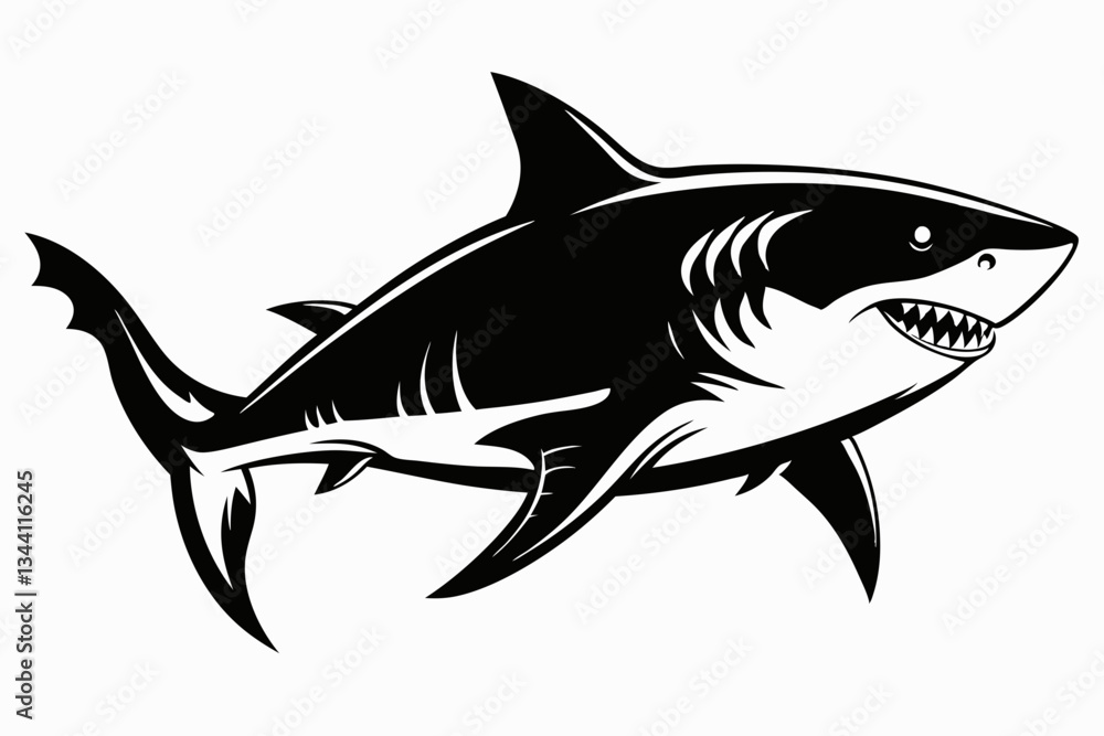 Fototapeta premium shark line art silhouette vector illustration
