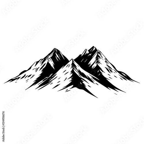 Black and White Mountain Range Silhouette