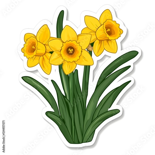 Wallpaper Mural Radiant Daffodils: A cheerful cluster of vibrant yellow daffodils, with their trumpet-shaped petals and lush green foliage, create a delightful springtime display. Torontodigital.ca