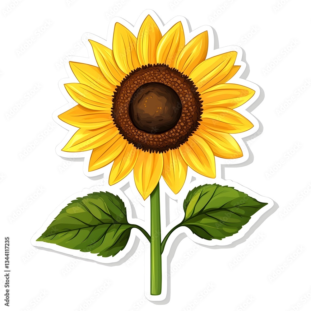 Naklejka premium Sunflower: A vibrant sunflower blooms, its golden petals radiating warmth and joy.