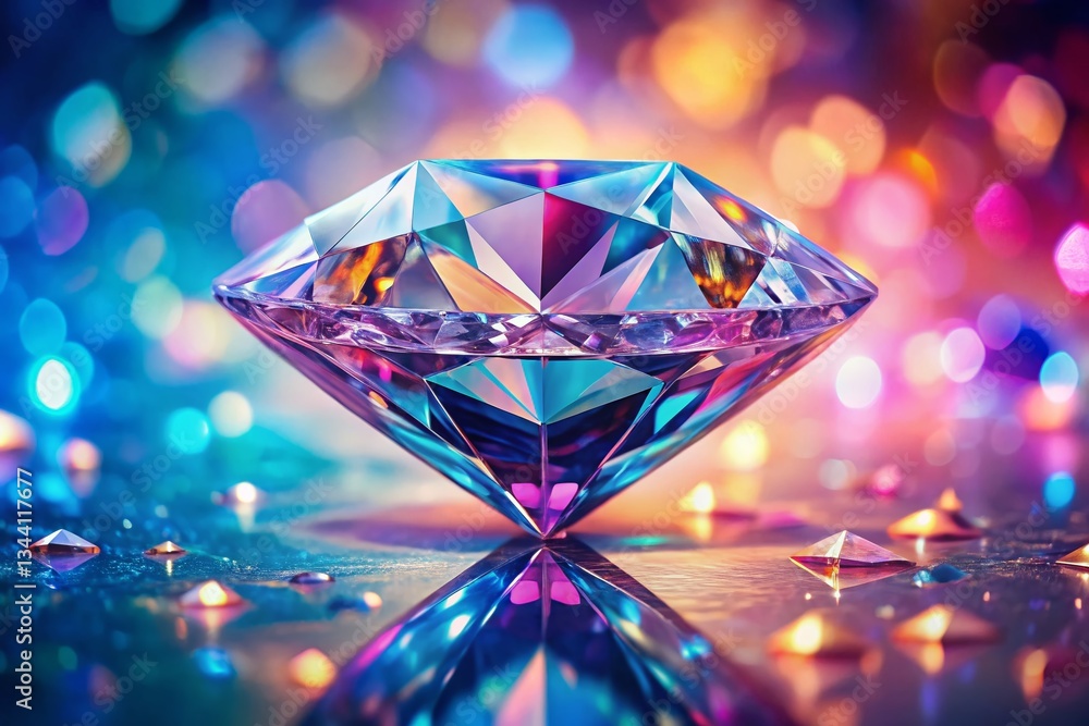 Macro Photography: Sparkling Diamond on Vibrant Pastel Background - Gemstone Jewel Closeup Macro Photography: Sparkling Diamond on Vibrant Pastel Background - Gemstone Jewel Closeup