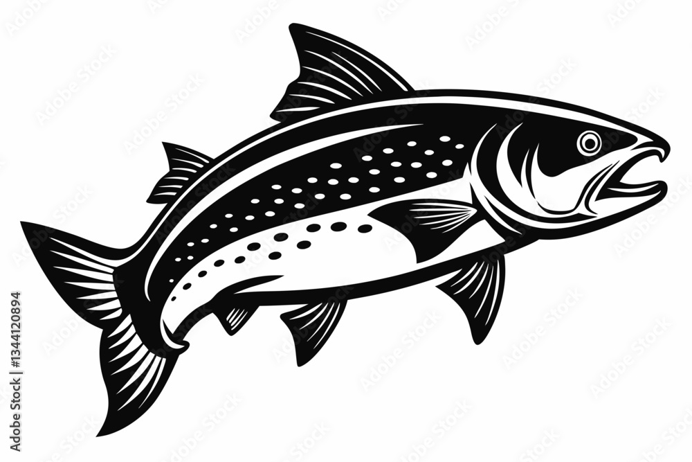 trout fish line art silhouette vector illustration trout fish line art silhouette vector illustration