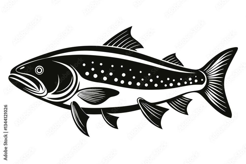 Fototapeta premium trout fish line art silhouette vector illustration