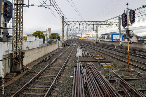 複々線の鉄道のレール